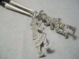 One Of The Biggest Best Vintage Native American Navajo Sterling Silver Kachina Bolo Tie-Nativo Arts