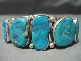 Important Huge Chunky Vintage Native American Navajo Turquoise Sterling Silver Bracelet-Nativo Arts