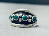 Sweet Vintage Native American Navajo Cerrillos Turquoise Sterling Silver Ring-Nativo Arts