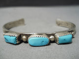 Incredible Vintage Native American Navajo Turquoise Sterling Silver Bracelet Old-Nativo Arts