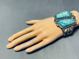 One Of The Most Chunky Vintage Native American Navajo Double Turquoise Sterling Silver Bracelet-Nativo Arts