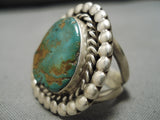Striking Vintage Native American Navajo Royston Turquoise Sterling Silver Ring Old-Nativo Arts