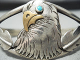 Incredible Detail Vintage Native American Navajo Eagle Turquoise Sterling Silver Bracelet-Nativo Arts