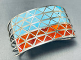 One Of The Most Unique Native American Zuni Turquoise Coral Sterling Silver Bracelet-Nativo Arts
