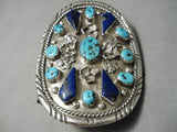 One Of The Best Vintage Native American Navajo Turquoise Lapis Sterling Silver Ketoh Bracelet-Nativo Arts