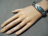 Rare Graduating Vintage Native American Navajo Turquoise Sterling Silver Bracelet Cuff-Nativo Arts