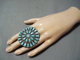 Huge Navajo Turquoise Cluster Sterling Silver Ring Native American-Nativo Arts