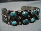 Amazing Cerrillos Morenci Turquoise Vintage Native American Navajo Sterling Silver Bracelet Old-Nativo Arts