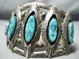 Sophisticated Vintage Native American Navajo Blue Turquoise Sterling Silver Bracelet Old-Nativo Arts
