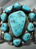 Important Vintage Native American Navajo Turquoise Sterling Silver Bracelet Old-Nativo Arts