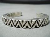 Signed Very Thick Vintage Native American Navajo Sterling Silver Bracelet Cuff-Nativo Arts