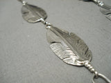Incredibly Detailed Hand Carved Native American Navajo Feather Sterling Silver Necklace-Nativo Arts