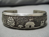 Authentic Vintage Native American Navajo Thomas Singer Sterling Silver Bracelet Cuff Old-Nativo Arts