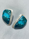 Dynamic Vintage Native American Navajo Tommy Jackson Turquoise Sterling Silver Earrings-Nativo Arts