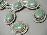 Huge Green Turquoise Native American Sterling Silver Squash Blossom Necklace Set-Nativo Arts
