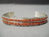 Incredible Sheldon Lalie Zuni Native American Coral Sterling Silver Bracelet-Nativo Arts