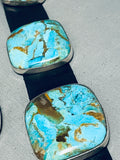 Huge Turquoise Chunk Native American Navajo Signed Sterling Silver Concho Belt-Nativo Arts