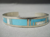 Exceptional Vintage Native American Zuni Thicker Navajo Turquoise Sterling Silver Bracelet-Nativo Arts