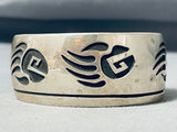 Unbelievable Native American Navajo Signed Sterling Silver Handcarved Tracks Bracelet-Nativo Arts