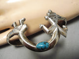 Symbolic Vintage Native American Navajo Turquoise Sterling Silver Yei Bracelet Old-Nativo Arts