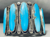Museum Mind Blowing Vintage Native American Navajo Long Turquoise Sterling Silver Bracelet-Nativo Arts