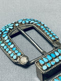 One Of The Best Ever Vintage Native American Zuni Turquoise Sterling Silver Ranger Buckle Set-Nativo Arts