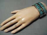 One Of The Best Ever Vintage Native American Navajo #8 Turquoise Sterling Silver Inlay Bracelet-Nativo Arts