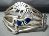 Dancing Kokopelli Vintage Native American Navajo Opal Sterling Silver Bracelet-Nativo Arts