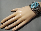 Important Vintage Native American Navajo Verdy Jake Blue Jay Turquoise Sterling Silver Bracelet-Nativo Arts