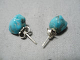 Exquisite Vintage Native American Navajo Turquoise Sterling Silver Earrings-Nativo Arts