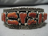 Rare Vintage Navajo Rich Begay Coral Sterling Silver Native American Bracelet-Nativo Arts