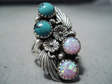 Amazing Navajo Turquoise & Opal Sterling Silver Ring Native American-Nativo Arts