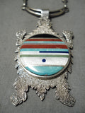 Best Vintage Native American Navajo Toad Inlay Sterling Silver Turquoise Lapis Necklace-Nativo Arts