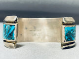 Native American Important Evangeline Tsabetsyae Vintagew Zuni Turquoise Sterling Silver Bracelet-Nativo Arts
