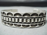 Heavy Signed Vintage Navajo Native American Sterling Silver Bracelet-Nativo Arts