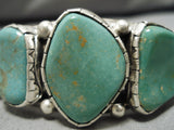 Superior Vintage Native American Navajo Bill Slim Royston Turquoise Sterling Silver Bracelet-Nativo Arts