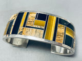 One Of A Kind Native American Navajo Tigers Eye Jet Sterling Silver Bracelet-Nativo Arts