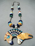 Intricate Vintage Native American Navajo Huge Bear Turquoise Sterling Silver Necklace-Nativo Arts