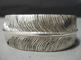 Important Dense Hand Carvings Vintage Native American Navajo Sterling Silver Bracelet-Nativo Arts