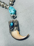 Rare Longer 32 Inch Vintage Navajo Turquoise Sterling Silver Necklace-Nativo Arts