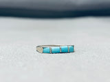 Amazing Vintage Native American Navajo Turquoise Inlay Sterling Silver Ring Old-Nativo Arts