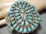 Exceptional Vintage Native American Navajo Turquoise Cluster Sterling Silver Bracelet-Nativo Arts