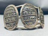 One Of The Most Unique Vintage Native American Navajo Hand Carved Sterling Silver Bracelet-Nativo Arts