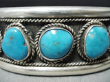 Outstanding Native American Navajo 9 Kingman Turquoise Sterling Silver Bracelet-Nativo Arts