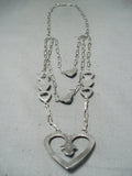 Important Betsoi Family Native American Navajo Turquoise Heart Sterling Silver Necklace-Nativo Arts