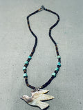 Native American Breathtaking Vintage Santo Domingo Turquoise Heishi Shell Bird Necklace-Nativo Arts
