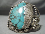 Ginormous Vintage Native American Navajo Rare Turquoise Sterling Silver Leaf Bracelet-Nativo Arts