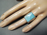 Colossal Navajo Old Kingman Turquoise Sterling Silver Ring Native American-Nativo Arts
