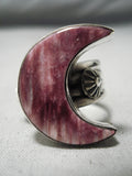 Native American Important Vintage Half Moon Spiny Oyster Sterling Silver Ring-Nativo Arts