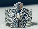 Phenomenal Native American Navajo Signed Sterling Silver Thunderbird Ring-Nativo Arts